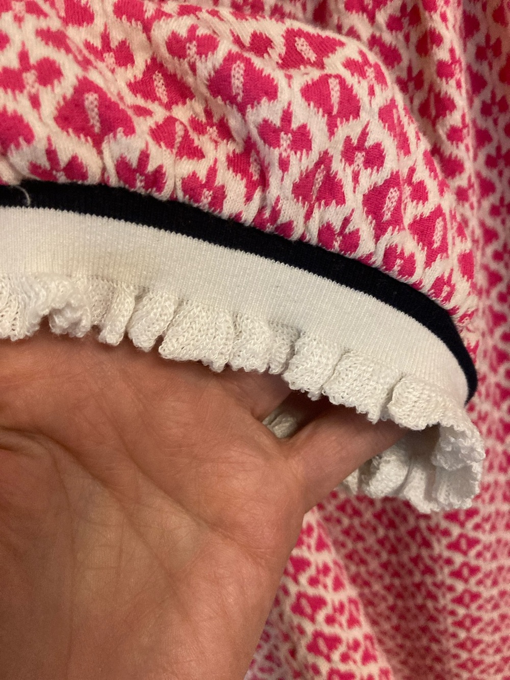 VOY Pink Patterned Short Sleeve Knit Top with Contrast Trim - Picture 5 of 9